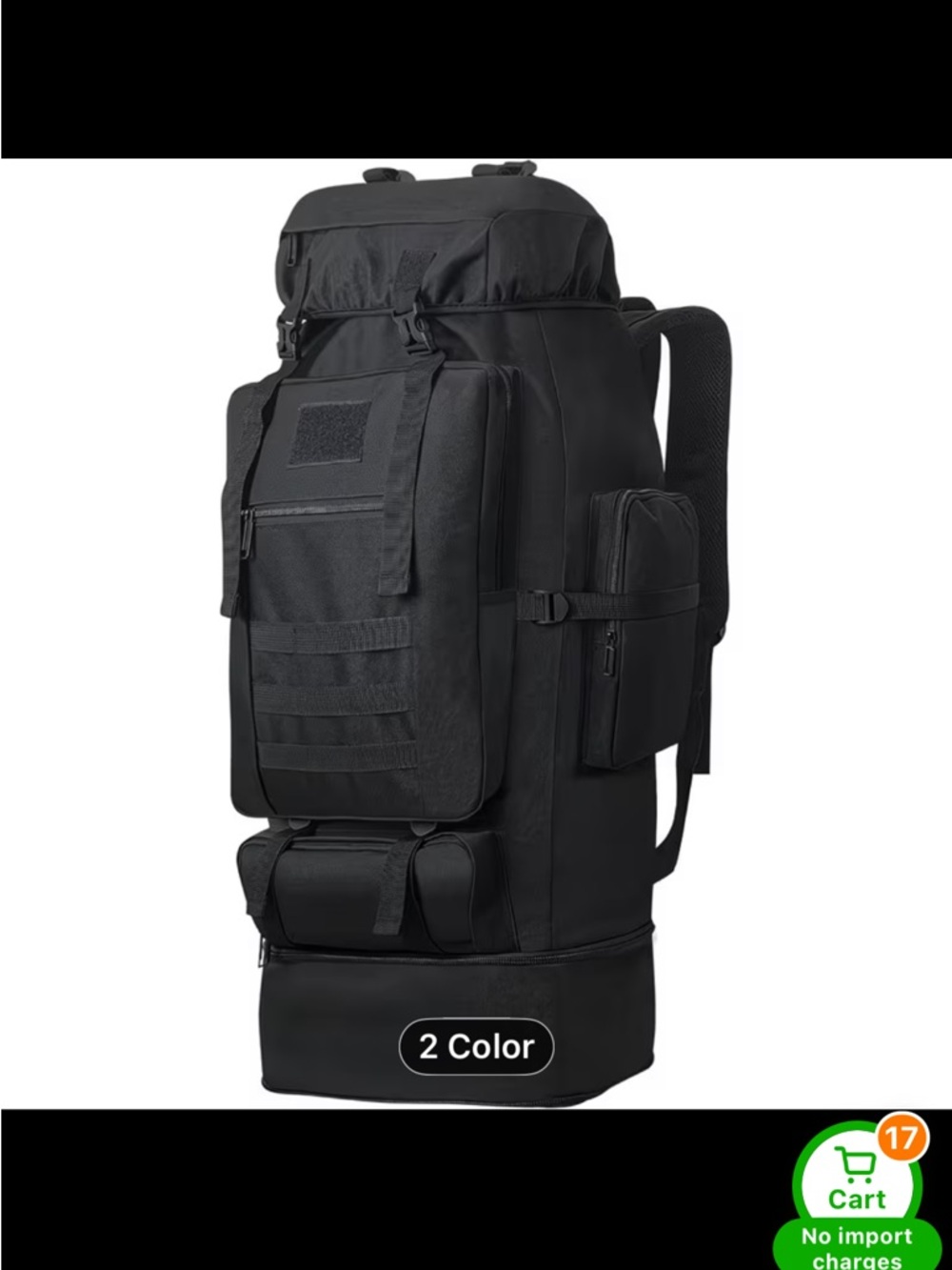 Men's Black Tactical Backpack - Rugged Multi-Compartment Carry